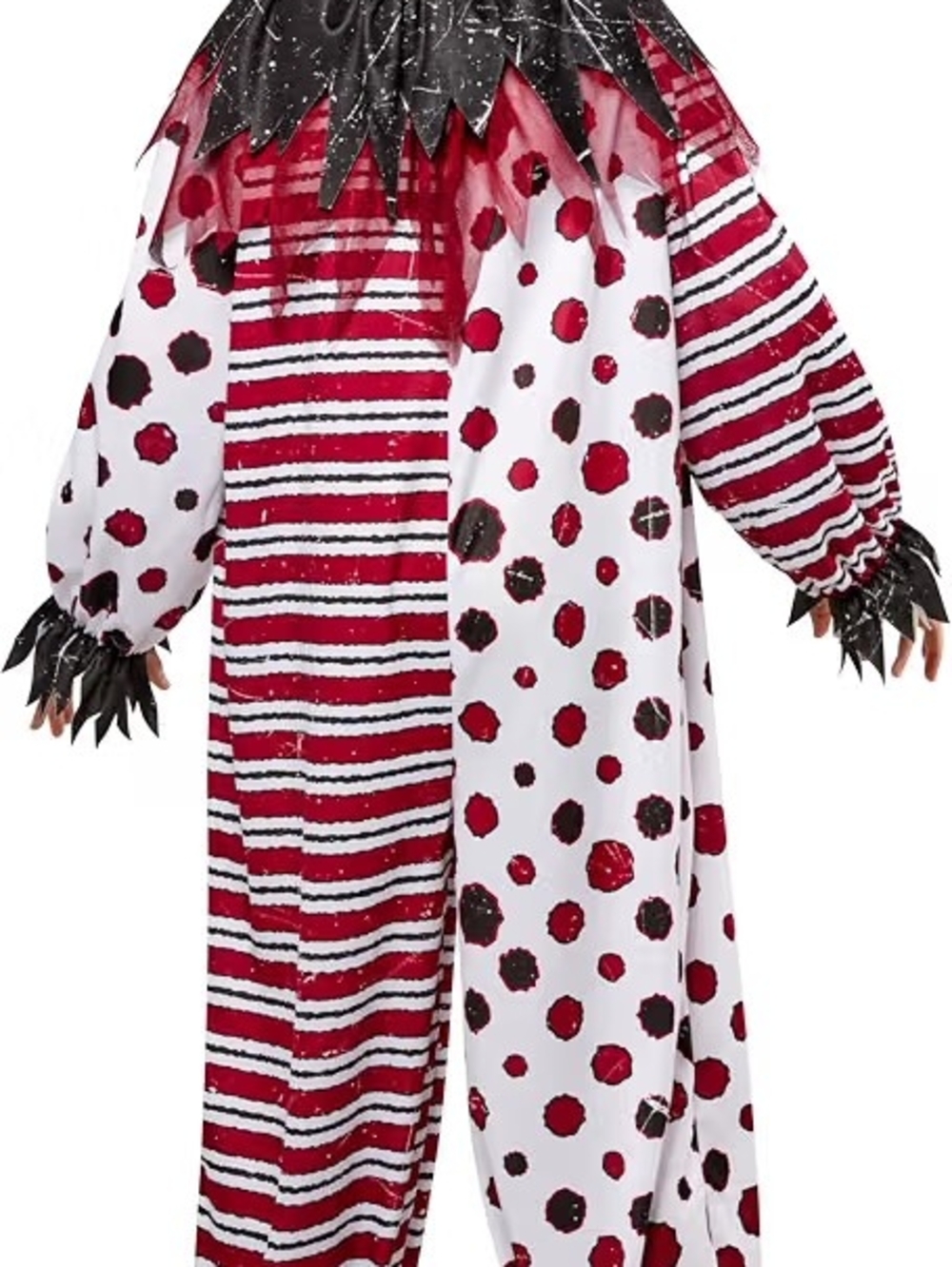 Kids Large / XL Red and White Spotted Striped Scary Clown Costume - Picture 5 of 16